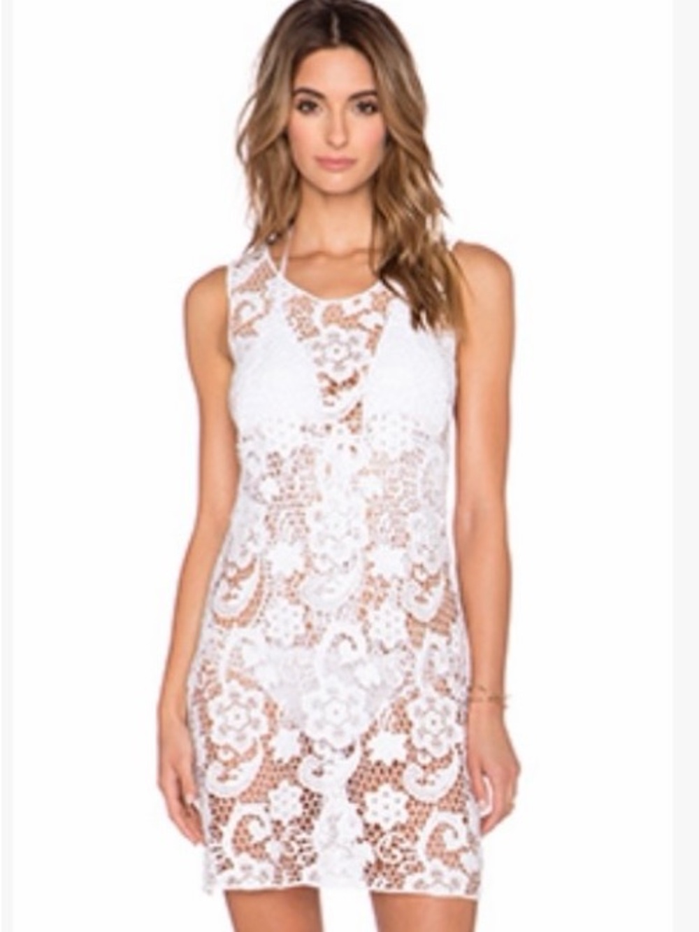 White Crochet Lace Swim Cover-Up Dress